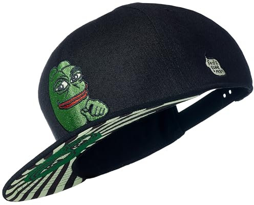 Cadency® Snapback Caps Herren, Unisex, Crypto, Bitcoin, Pepe, Dogecoin, Ethereum, Baseball Kappe, Basecap gerader Schirm, Schwarz, Größenverstellbar