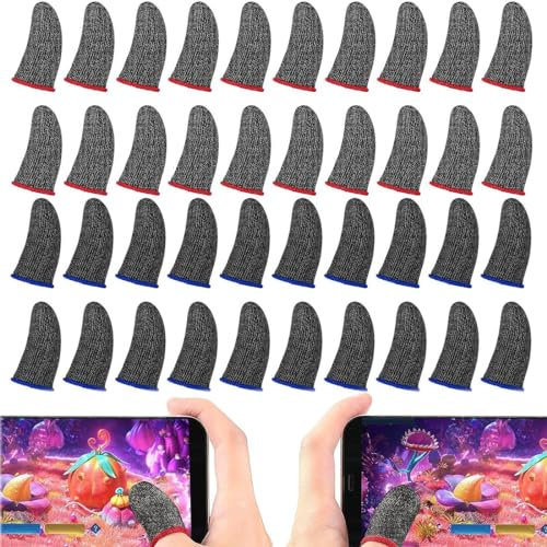 ZKGYUS 40 Pièces Doigtier de Jeu Mobile, Bout de Doigts de Jeu Professionnels Doigtiers Gamer Gants Anti-Transpiration Respirants pour Écran Tactile, PUBG Mobile Phone Game Sleeve Finger