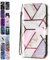Lederhülle für Huawei P30 Lite Hülle Muster Handyhülle Flip Case Cover Schutzhülle mit Kartenfach Handytasche für Mädchen Damen - Marmor Gitter