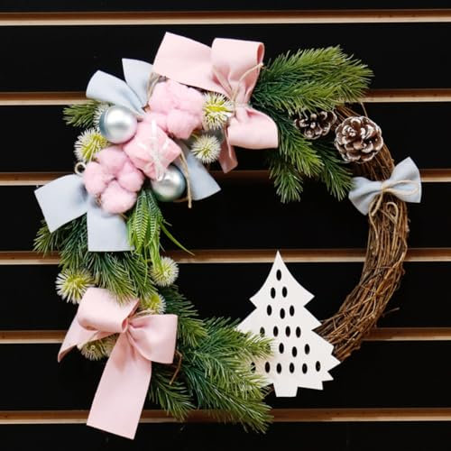 ZYAURA Weihnachtskranz für die Tür, künstlich, mit Tannenzapfen und Weihnachtsstern, Weihnachtskranz, Weihnachtskranz, 40 cm