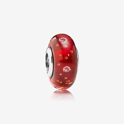 Nbsameng Breloque en verre de Murano, breloque en argent 925 pour bracelets et colliers Pandora, cadeaux pour femmes et filles, Bulles (rouge)