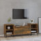 Coavain Mobile TV Rovere Fumo 160x35x55cm in Legno Multistrato - Porta TV da Terra Basso Con Mobiletto a Giorno