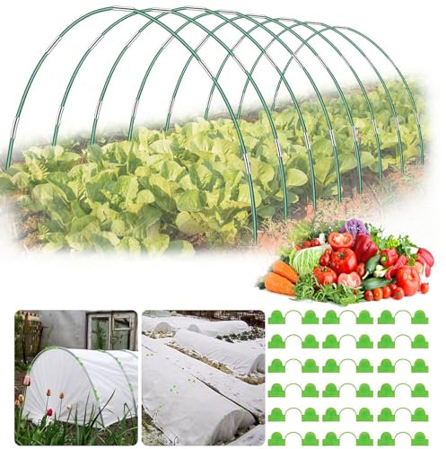 MQFORU 48 Piezas Arcos para Invernadero, 8 Juegos de Jerséis de Jardín de 8,5 Pies de Largo, Aros Invernadero Grandes, Aros De Soporte De Jardin, Aros De Invernadero para Cultivar Túneles