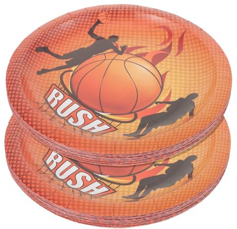 KOMBIUDA Essteller Aus Papier 40st Basketball-papp Teller Geburtstagsfeier Pappteller Babyparty-pappteller Basketballteller Besteck Nachtisch Alter Stil Laminierter Becher