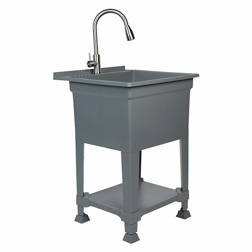 UTILITYSINKS Utility Sink - Quick Connect Drain, Gray - 24 x 24 in