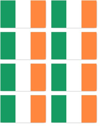 Aufkleber: 100x60 mm, 8 Stück - Flagge - Irland - IE - für Auto, Koffer, Laptop und mehr