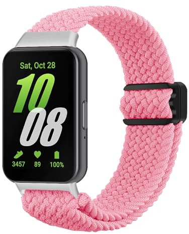SMYAOSI Nylon Magnetico Cinturino Compatibili con Samsung Galaxy Fit 3 SM-R390, Cinturino in Elastici Solo Loop Magnetico Cinturinio per Galaxy Fit 3 SM-R390 (Rosa)
