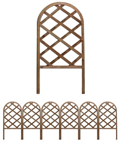 The Secret Home - Set de 6 Paneles de Celosía de Madera - Decoración para Interiores o Exteriores - Ideal para Jardín, Terraza o Balcón - Madera Oscura