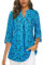 Flikity Ladies Tops 3/4 Sleeve Tops for Women UK V Neck Dress Shirts for Office Wear Business Casual Ladies Blouses Work Professional Formal Attire Career Tunics Tops Aqua Medium
