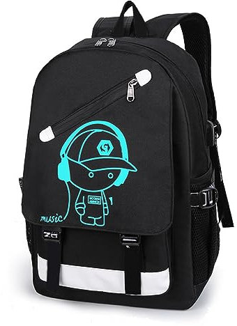 Led Backpack Backpack For Boys Backpack With USB Charging Port Bookbag For School Black Teens Backpack Cool Backpack For Boys Backpack Leaf Blower for Kids (Black, One Size)
