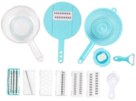 Amosfun 1 Satz Reibe Gemüsehobel Kartoffelschneider Gemüseschneider Zerhacker spitzmaschine kantenschleifmaschine Küchenversorgung Aktenvernichter für zu Hause Rostfreier Stahl Blue