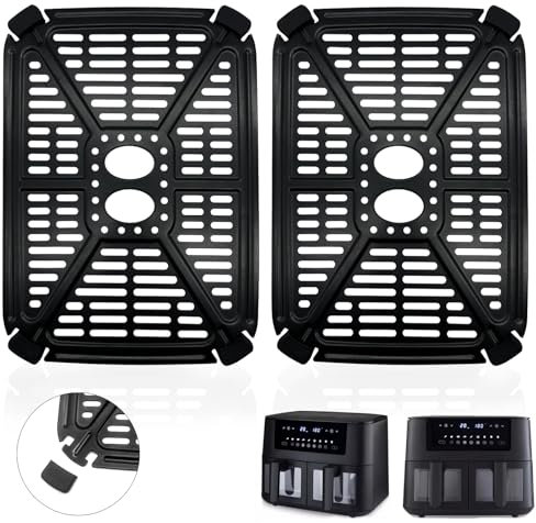 GWBSXM Air fryer Grill Pan for Holstein Housewares 8.4QT Dual Basket Digital Air Fryer, 8.5×6.1 IN Air Fryer Replacement Parts Grill Plate Crisper Plate Accessories Tray Rack