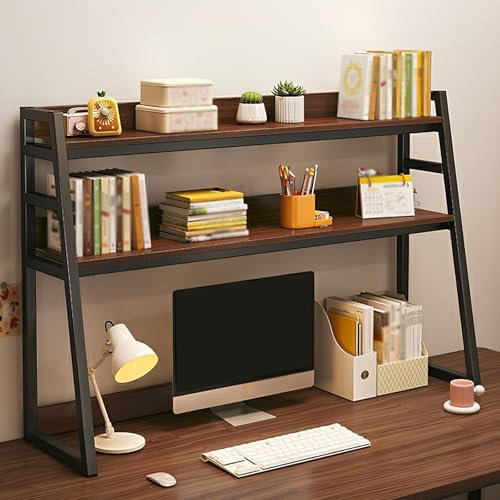 Desktop Bookshelf Organizer Space Saving Dorm Desk Shelf for Computer Desk Modern Ladder Style Desktop Shelf for Home Office