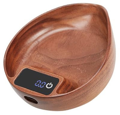 Elegante bilancia elettrica da cucina, struttura in legno, per caffè