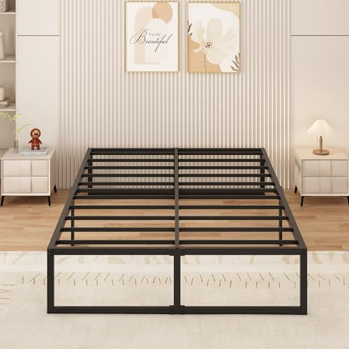 Yicensen King Size Bed Frame 150x200 cm Metal Platform Bed King with Steel Slat Support, Easy Assembly, Noise Free, No Box Spring Needed, 41cm High, Black