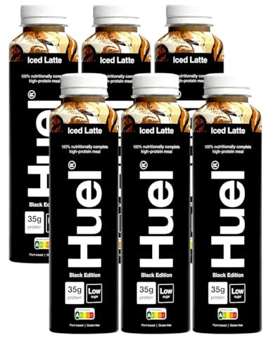 Huel Black Edition Ready-to-Drink | Iced Latte High Protein Drink | 35g Protein Per Bottle | Not Just A Meal Replacement Shake | Complete Nutrition, Gluten-Free | (Pack of 6, Each 500ml)