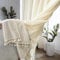 RunFar shop Boho Vorhänge gardine 2er Set Beige Vintage Französische Retro-Häkel Stricken Gardinen Transparent Vorhang Spitzengardinen Curtains für Wohnzimmer Schlafzimmer