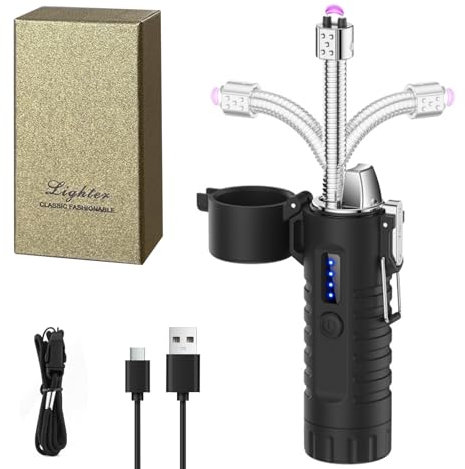 Encendedor recargable por USB, encendedor de arco eléctrico recargable USB, encendedor de velas electrónico resistente al viento, encendedores de camping sin llama, encendedor fresco, equipo de