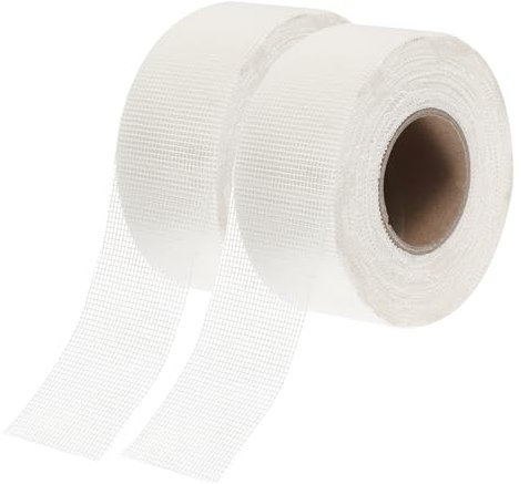 QUARKZMAN Ruban à Maille en Fibre de Verre Ruban Adhésif 5cm x 25M Maille en Fibre de Verre Autocollant pour la Réparation des Fissures dans les Murs (2 Pcs, Blanc)