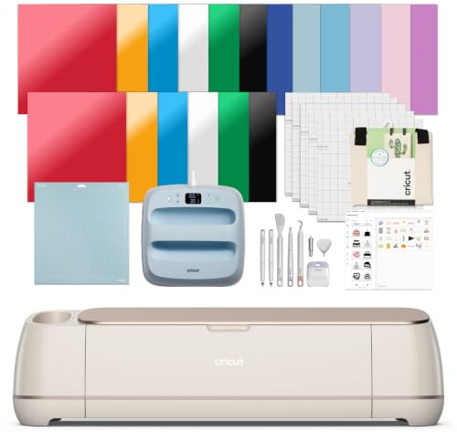 Cricut Maker 4 – Smarte Schneidemaschine (Seashell) | Engagement Plus Bundle – inklusive EasyPress 3 Hitzepresse (22,9 x 22,9 cm) + Matte, Tragetasche, Materialproben, Maschinenmatte, Stifte