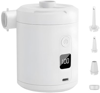 Pompa ad aria portatile, piccola pompa elettrica, 80 x 80 x 111 cm, batteria 5200 mAh, gonfiatore rapido 4000PA, ideale per gonfiabili, piscina, spiaggia, viaggi, casa, garage, viaggi su strada