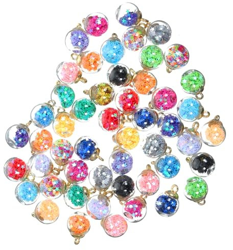 DOITOOL 50 Stück Glaskristallkugelanhänger Hochzeit Ohrringe-Zubehör Ohrringe Anhänger groß klobig Armbandverzierungen Dekore für das Handwerk Glaskugel-Ohrring-Anhänger