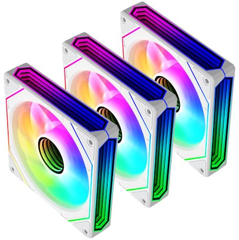 TZMRIT Prism 6 Pro - Ventola RGB 120 mm, tre specchi infiniti sul lato, 5 V 3 pin ARGB 4 PIN PWM (WH RF-X3)