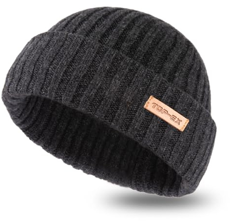 PolarWool™ 100% Merino Wolle L/XL/XXL Troyer Mütze Watch Cap Einlagig 3 Styles Warme Winter Strickmütze Herren Damen