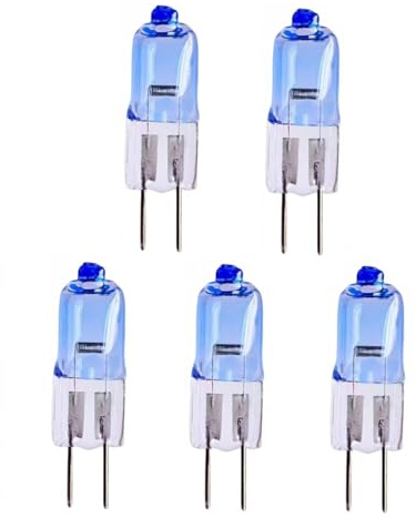 BLOMDE G4-Beschichtung, blaue Halogenlampe, kaltweiß, G4-Lampenperlen, 12 V/20 W, Kristalllampe, Vitrine, spezielle Lichtquelle, 12 V, 20 W, 5 Stück