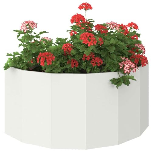 vidaXL Pflanzkübel Weiß 120 x 60 x 50 cm Stahl, Gartenpflanzer, Stahl Pflanzer, Deko für draußen, langlebiger Container, Gewächshaus Akzent, Terrasse Topf