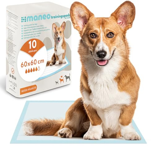 100x maneo Welpen Unterlagen 60x60cm, Trainingspads für Hunde 5-lagig | Welpen Unterlagen saugfähig, Hundeklo auslaufsicher, Pipi Pads, Matten für Hunde, Katzen & Co., Puppy Pads, Welpen Zubehör