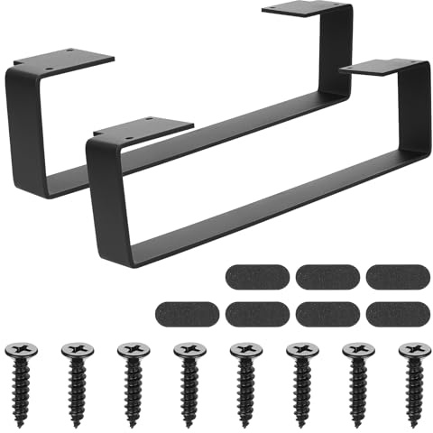 2 Pcs Pied de Table Metal, Pied de Bureau, Pieds de Table a Manger, Pieds de Meubles de Métal pour Plan de Travail Maison Bureau Salle à Manger Tables Canapé, Noirs (L40 x W5,3 x H9,5 cm)