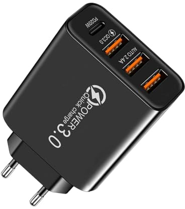 Multiport-USB-Ladegerät – 3 USB- Und PD-Typ-C-Schnellladung, Tragbarer Powerblock | Telefonadapter, Computer, Reisen, Büro, Zuhause, Auto, Desktop, Familie