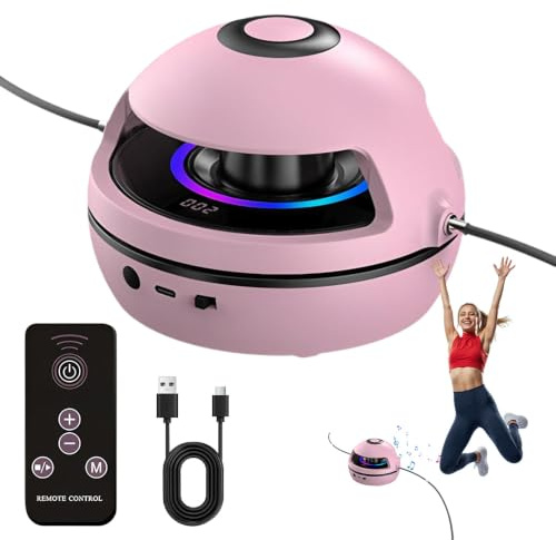 Music Jump Rope Machine,Smart Skipping Rope Kids with Remote Control,Smart Automatic Electric Rope Skipping Machine with Counter, 1-10 Speed Level, LED Screen for Adults, Kids, Home, Gym Workout