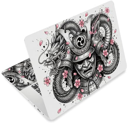 TNKBREEZE Samurai Laptop Haut Aufkleber Drachen Design Universal Computer Decal Notebook Cover PVC Sticker Selbstklebend Entfernbar Kunst Schutzfolie für Notebook Computer PC 9 27x12 38cm
