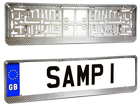 Number Plate Holder Surround/License Plate Frame - Silver Carbon Effect