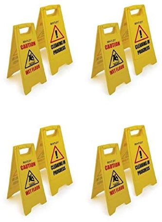 Four Pack, cartelli gialli attenzione pavimento bagnato, pulizia in corso (lingua italiana non garantita)