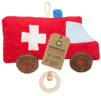 Efie Bio - Spieluhr Auto/Ambulanz, kontrolliert biologischer Anbau (organic), Made in Germany, GOTS zertifiziert, nachhaltig, Melodie Brahms (Guten Abend gute Nacht)