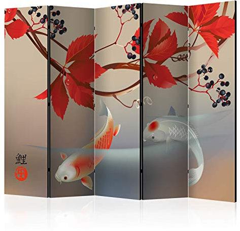 murando - Paravent Raumteiler Innen Orient Japan Asia 225x172 cm einseitig auf Vlies-Leinwand Bedruckt Trennwand Spanische Wand Sichtschutz Raumtrenner Home Office Fische Zen p-C-0004-z-c