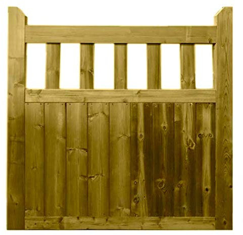 Ruby Treated Handmade Wooden Cottage Style Flat Top Garden Gate (6ft High x 5ft Wide)