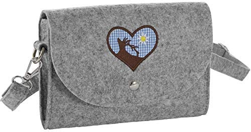 dressforfun 303260 Damen Trachten Handtasche Bergwelt, Schicke Trachtenhandtasche aus Filz Frau, Grau