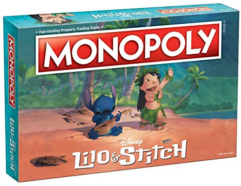 USAopoly Monopoly Disney Lilo & Stitch Brettspiel | 2-6 Spieler, ab 8 Jahren | Familienspiel mit Lilo & Stitch Charakteren und Aloha-Karten