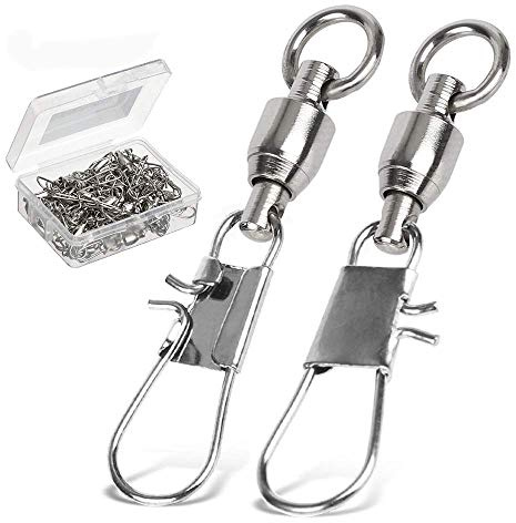 AMYSPORTS Fishing Swivels with Interlock Snap Ball Bearing Swivels Saltwater Freshwater Fishing Tackle Leader Lure Jigs Line Connector 25pcs 20lbs