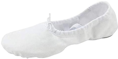 Ballettschuhe Damen Canvas Tanzschuhe Gymnastik Schuhe Geteilte Ledersohle Ballettschläppchen(38, Weiß)