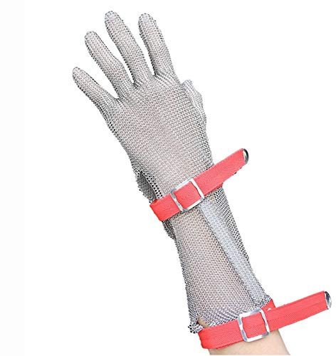 WXYZ Gant Anti Coupure Gants résistants à la Coupe en Acier Inoxydable allongé avec Bracelets Ajustables, Gants de Travail de sécurité générales pour Les Mains Gauche et Droite, s m l