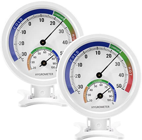 Greenhouse Thermometer - 2 Pack Indoor Outdoor Thermometer Hygrometer with Desktop Temperature and Hygrometer, Suitable for Terrace, Swimming Pool, Kitchen, Garden, Wall, Greenhouse