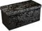 HomeHarmony® Crushed Velvet Quilted Top Folding Storage Ottoman Seat, Stool, Toy Storage Box (Large Black)