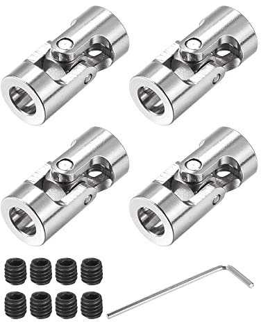 sourcing map 6mm to 6mm Inner Dia Rotatable Universal Joint Shaft Coupling Motor Shaft Coupler L23 x D11 with Screws and Wrench for RC Model Pack of 4