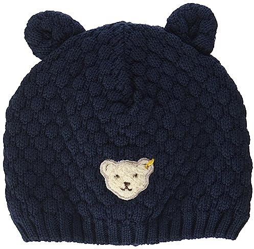 Steiff Baby - Mädchen Ohne Bommel Beanie-Mütze, STEIFF Navy, 45 EU
