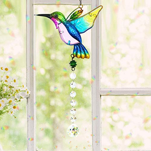 Kristall Suncatcher Kolibri Anhänger Hängende Kronleuchter Prisma Regenbogen Maker Ornament für Fenster Suncatcher Home Garten Dekoration